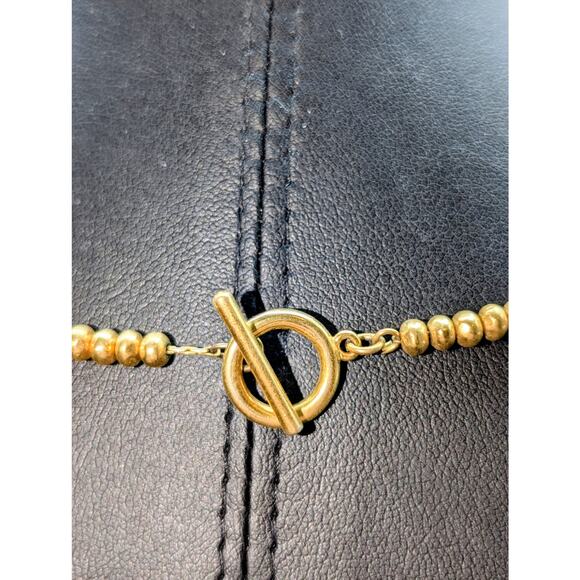 Vintage Monet Wire Strung Small Gold Tone Bead Toggle Choker 17.25" Necklace - Picture 4 of 5